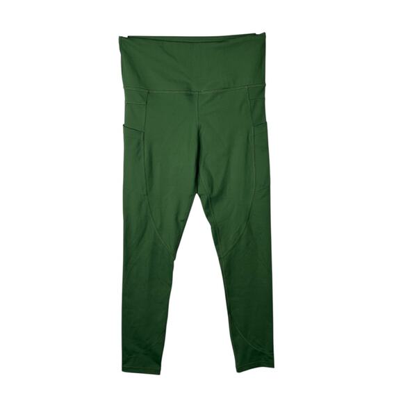 Zyia High Rise Cropped Leggings Green Side Pockets Womens 4 - Picture 1 of 6